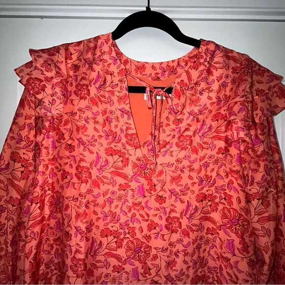 Vineyard Vines Papaya Floral Print Helenium    Ruffle Tunic Dress - Picture 5 of 9